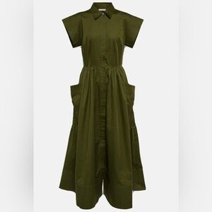 CO Essential Cap Sleeve Dress in Cotton Poplin Green